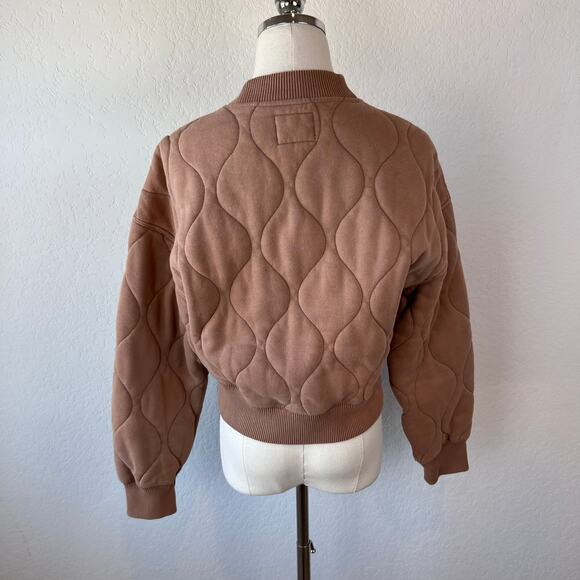 Abercrombie & Fitch Quilted Zip Up Bomber Jacket size Medium Tan Womens - Picture 5 of 9
